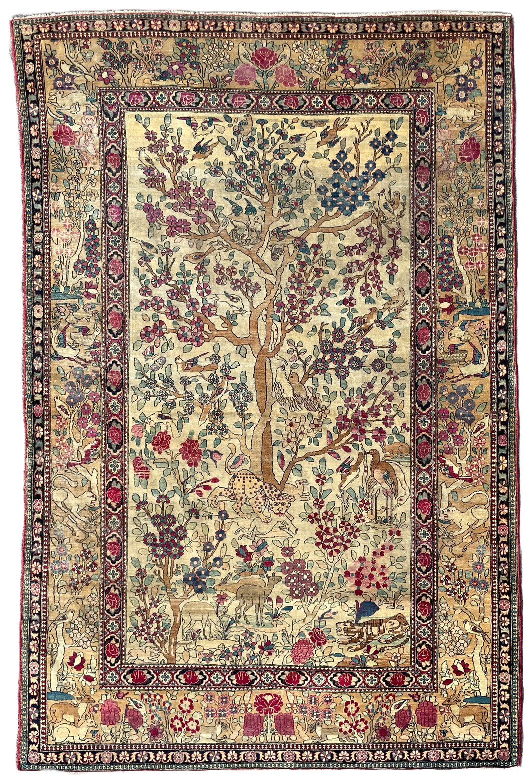 James - Antique Isfahan Hunting Scene Rug