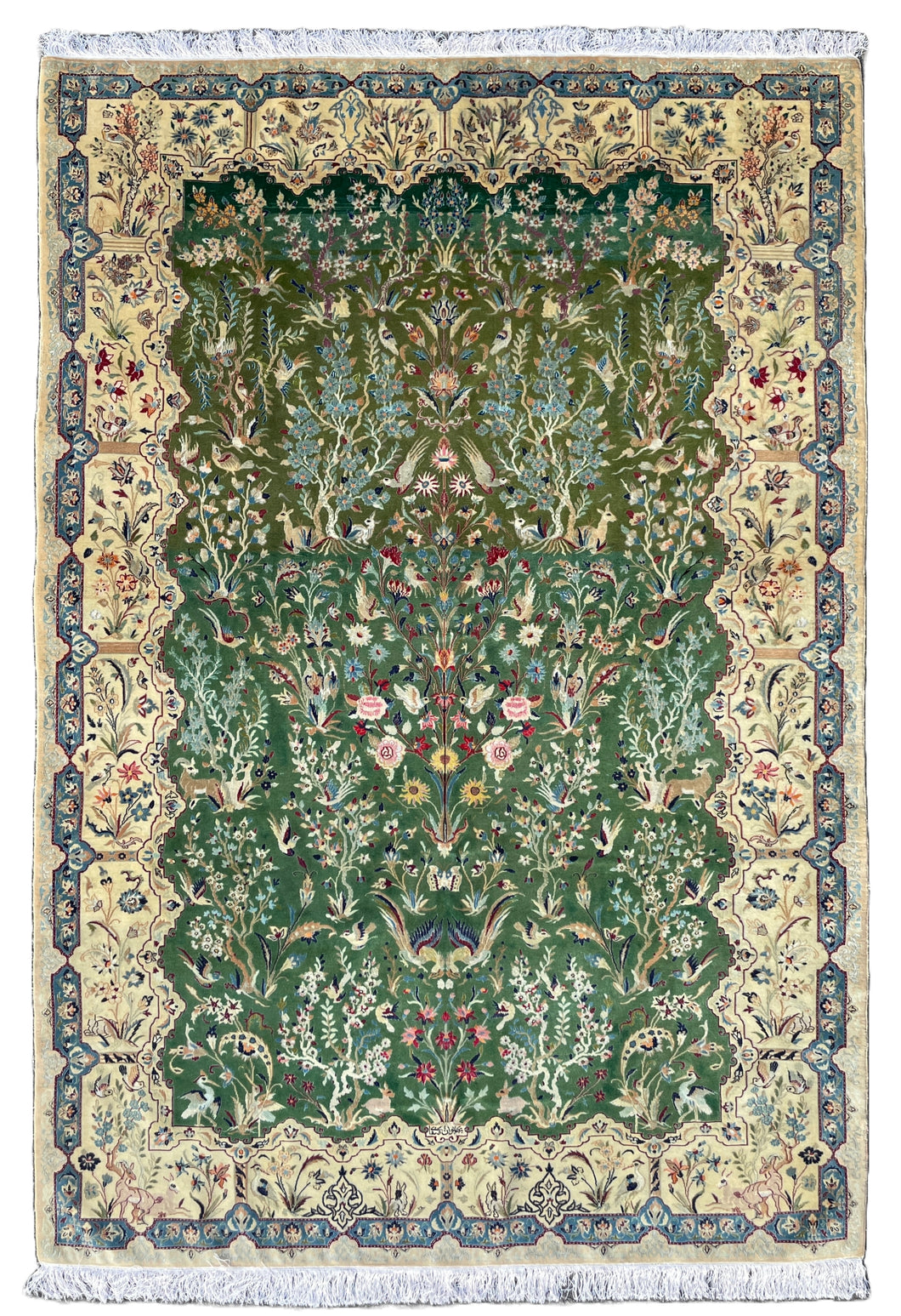 Amelia - Superb Silk Nain Garden Scene Carpet