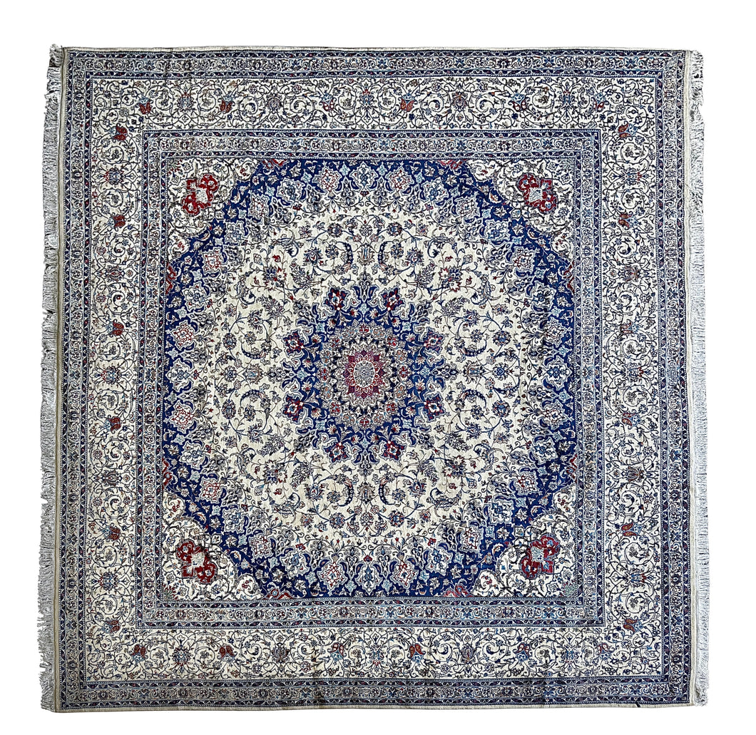 Janna - Part Silk Large Square Hand Made  Nain Persian Rug