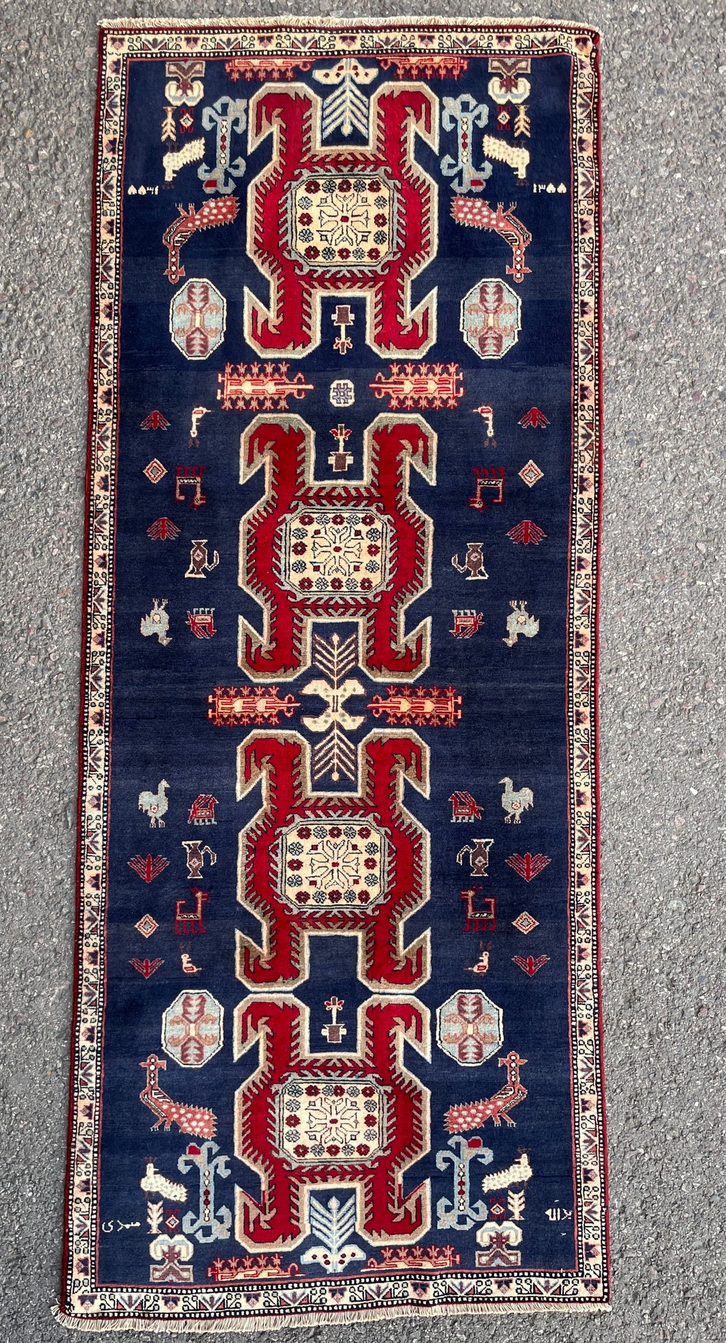 Sage - Vintage Caucasian Kazak Runner