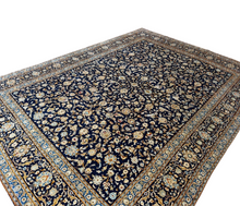 将图片加载到图库查看器，Aldona - Large Kirman Navy Wool Persian Carpet Signed
