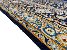 将图片加载到图库查看器，Aldona - Large Kirman Navy Wool Persian Carpet Signed
