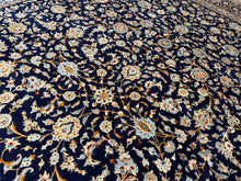 将图片加载到图库查看器，Aldona - Large Kirman Navy Wool Persian Carpet Signed
