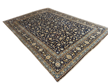 Carica l&#39;immagine nel visualizzatore di Gallery, Aldona - Large Kirman Navy Wool Persian Carpet Signed
