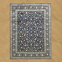 将图片加载到图库查看器，Aldona - Large Kirman Navy Wool Persian Carpet Signed
