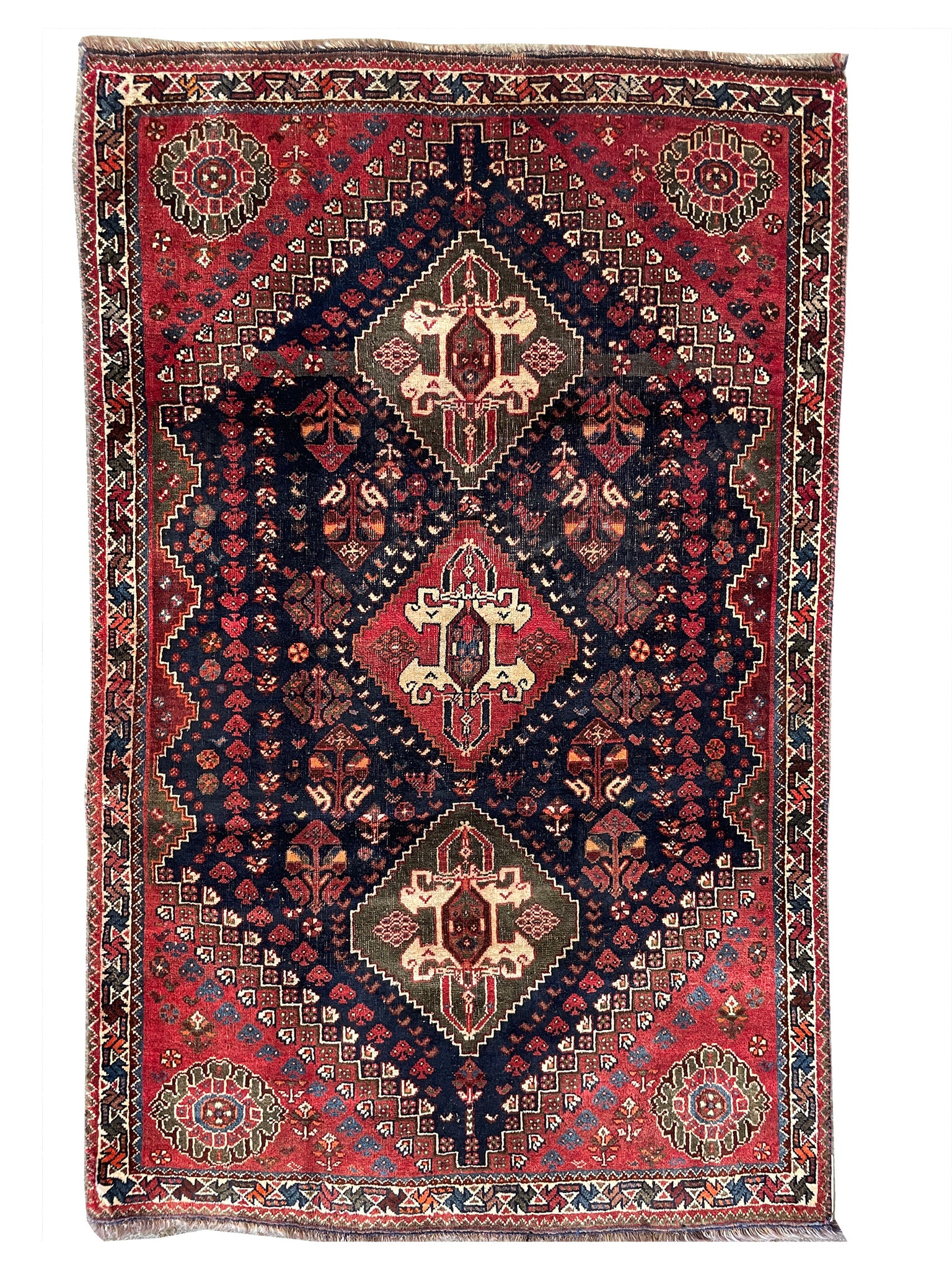 Jack - Vintage Tribal Qashqai Shiraz Rug – The Fine Rug Company