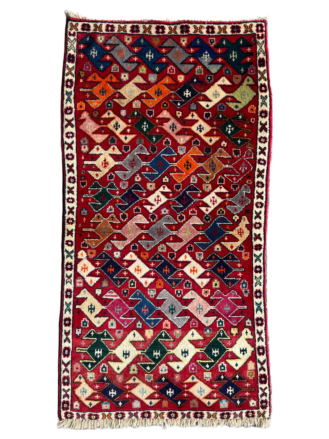 Tiago - Vintage Tribal Qashqai Bird Rug