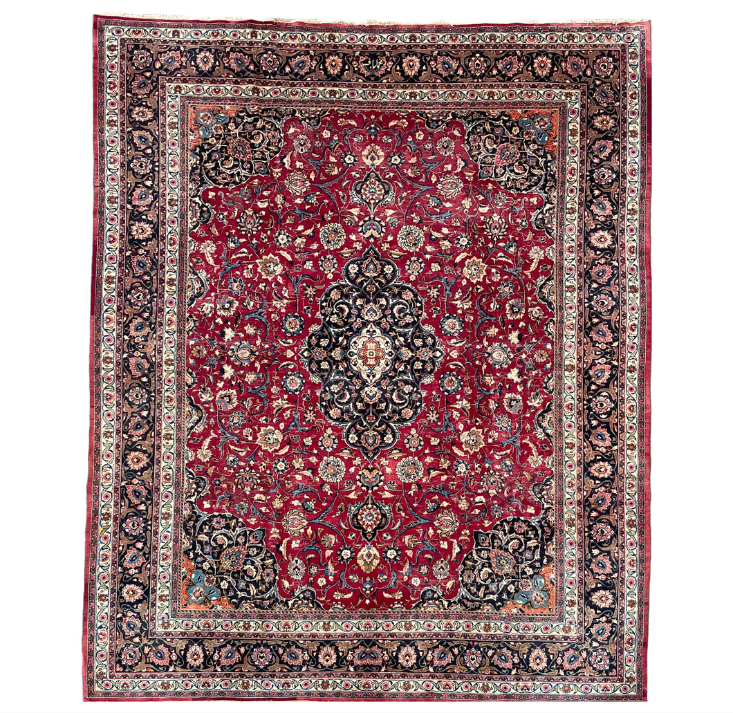 Warren - Large Vintage Persian Meshed Carpet - Signed Makhmalbaf